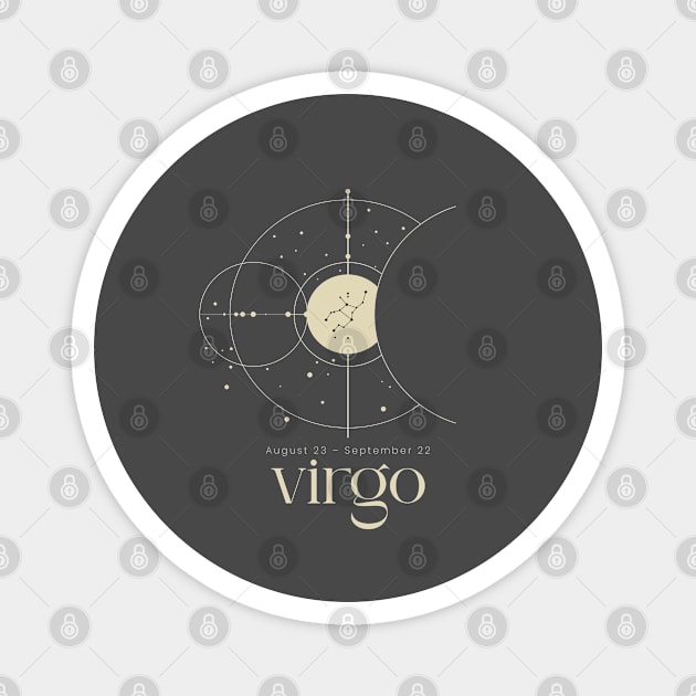 Aesthetic Virgo Zodiac Sign Minimalist Magnet by Vermint Studio